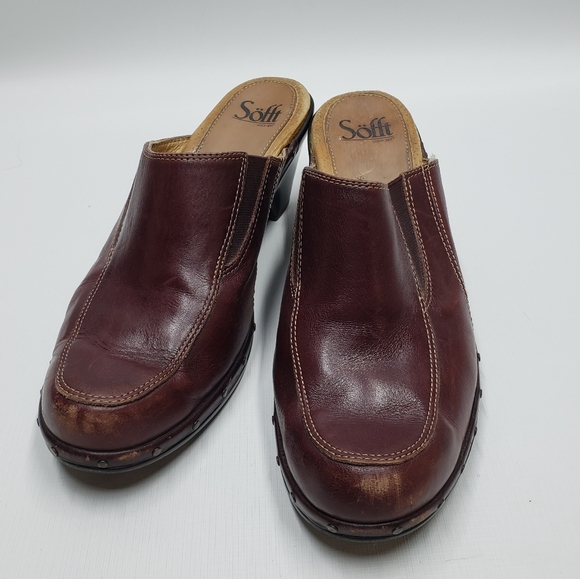 Sofft Women's Brown Leather Clogs Mules Size 8.5 - Picture 2 of 16